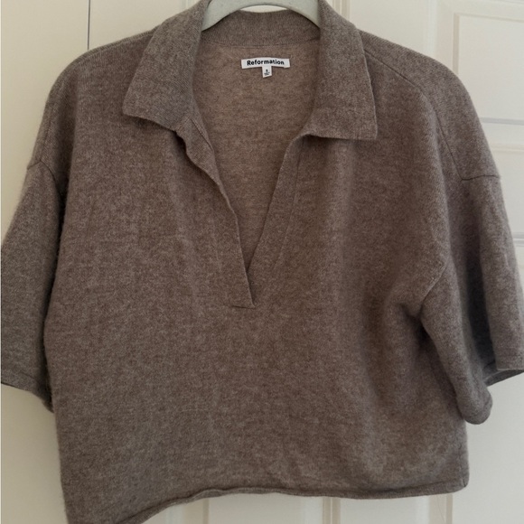 Reformation Maye Cashmere Short Sleeve Polo Sweater - Picture 4 of 7